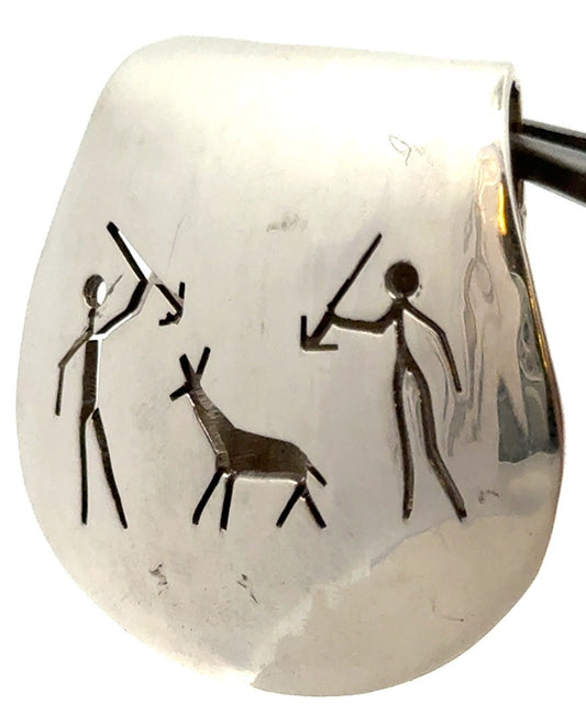 Vintage Native American Hallmarked 925 Sterling Silver Storyteller Money Clip