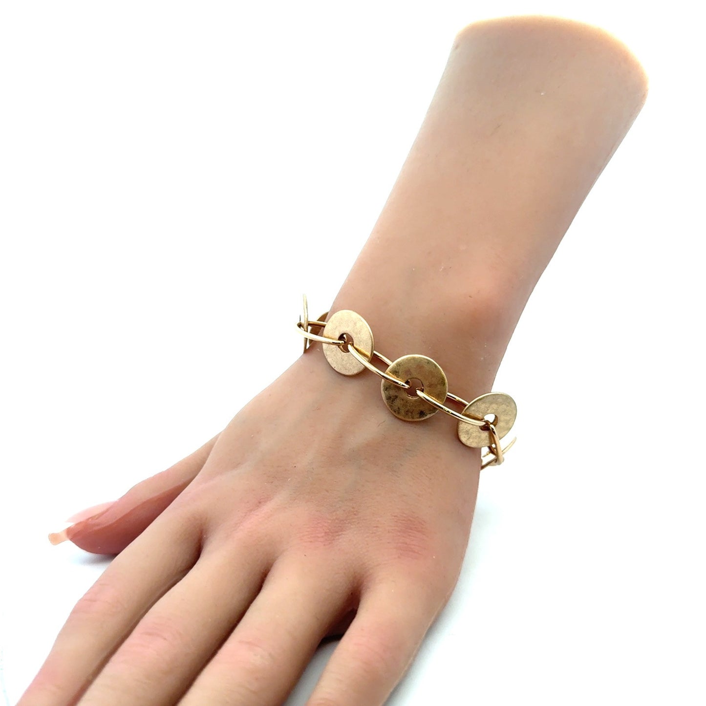 Robert Lee Morris RLM SOHO Gold Tone Lot Of 2 Hammered Link Chain Bracelets