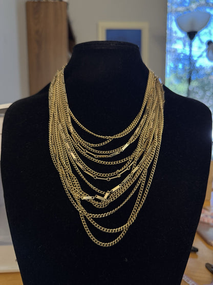 Vintage 1960s Smokey Quartz Gold Toned Multi Strand Layered Necklace