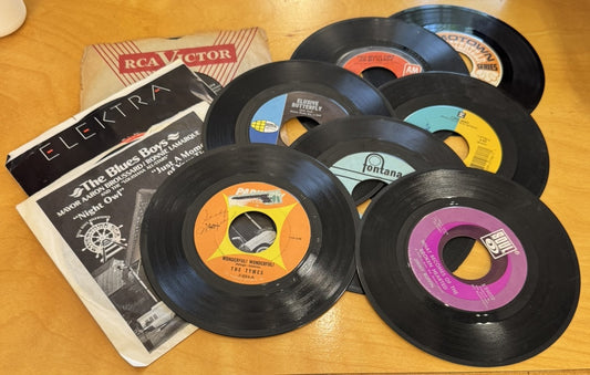 Mixed Record Labels Artists And Genres Lot Of Ten 7" 45 Records