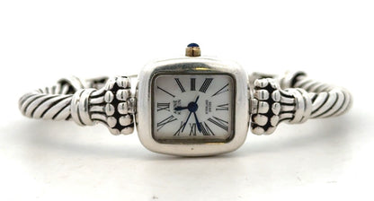 Anne Klein 925 Sterling Silver Mother of Pearl Roman Numerals Cable Watch