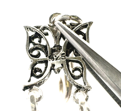 Estate 925 Sterling Silver Filigree Butterfly Station Tennis Bracelet