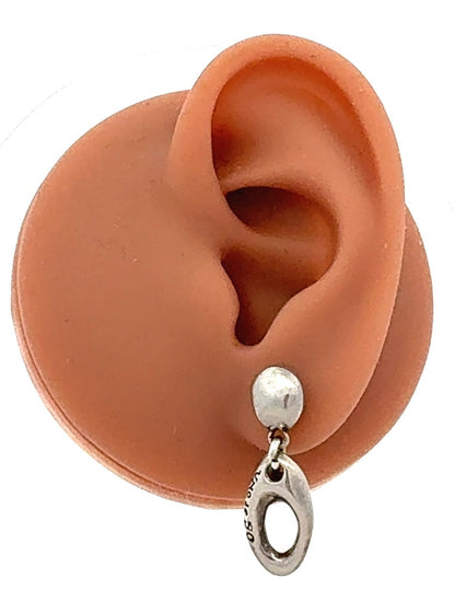 Designer Uno De 50 Silver Plated Modernist Oval Dangle Stud Earrings