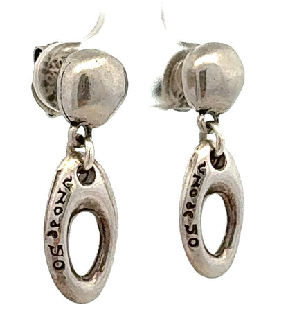 Designer Uno De 50 Silver Plated Modernist Oval Dangle Stud Earrings