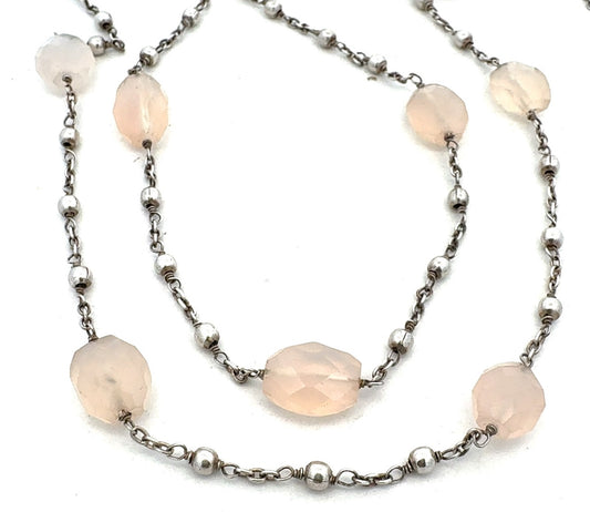 Designer Exex Claudia Agudelo 925 Sterling Silver Moonstone Station Necklace