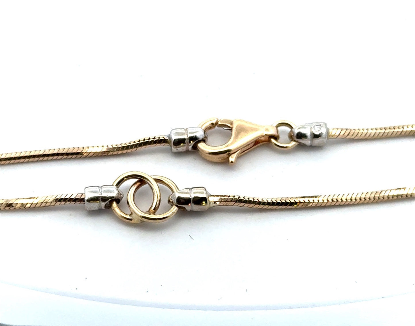 Italy 14K Yellow White Gold Two Tone Snake Chain Circle Station Necklace