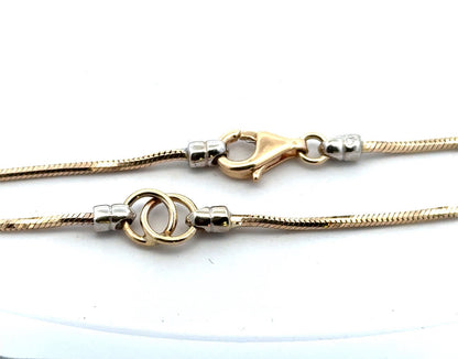 Italy 14K Yellow White Gold Two Tone Snake Chain Circle Station Necklace