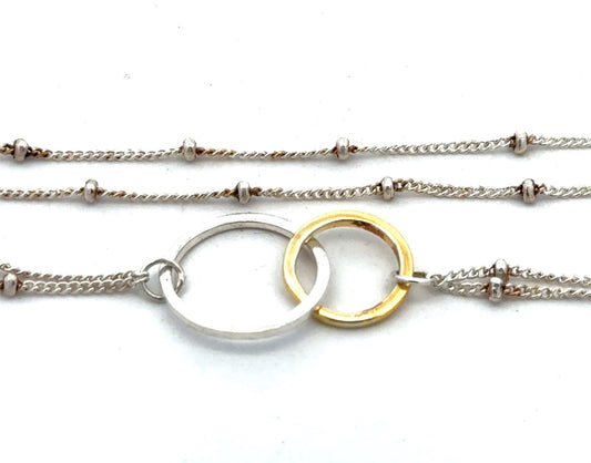 Silpada 925 Sterling Silver Gold Vermeil Two Tone Station Chain Necklace