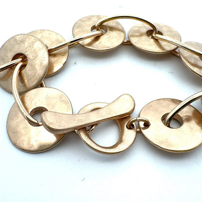 Robert Lee Morris RLM SOHO Gold Tone Lot Of 2 Hammered Link Chain Bracelets