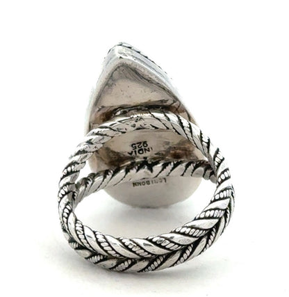 Lori Bonn 925 Sterling Silver Pear Yellow Citrine Solitaire Statement Ring