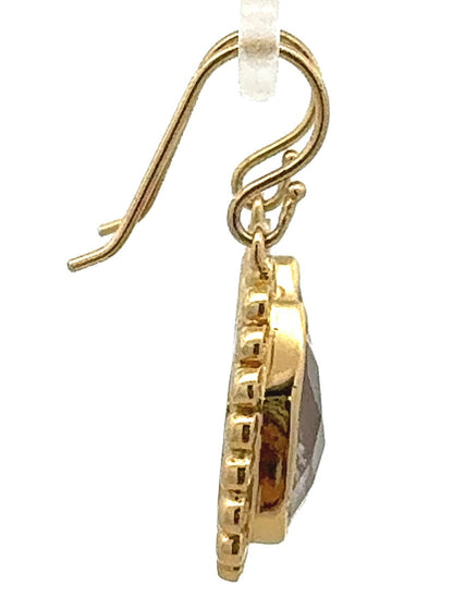 Designer Melinda Maria Gold Tone Cushion Moonstone Pear Teardrop Dangle Earrings
