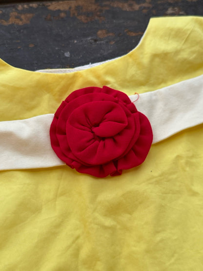 Only Little Once Girls 6/7 Disney Princess Belle 100% Cotton Yellow Dress Top