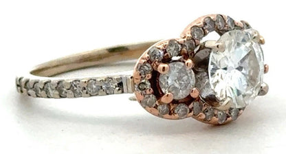 Designer Forever Brilliant 14K White Yellow Gold Moissanite Trio Engagement Ring