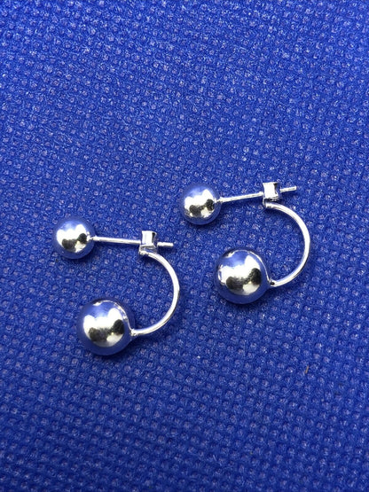 Designer N 925 Sterling Silver Round Ball Drop Earring Jacket Stud Earrings