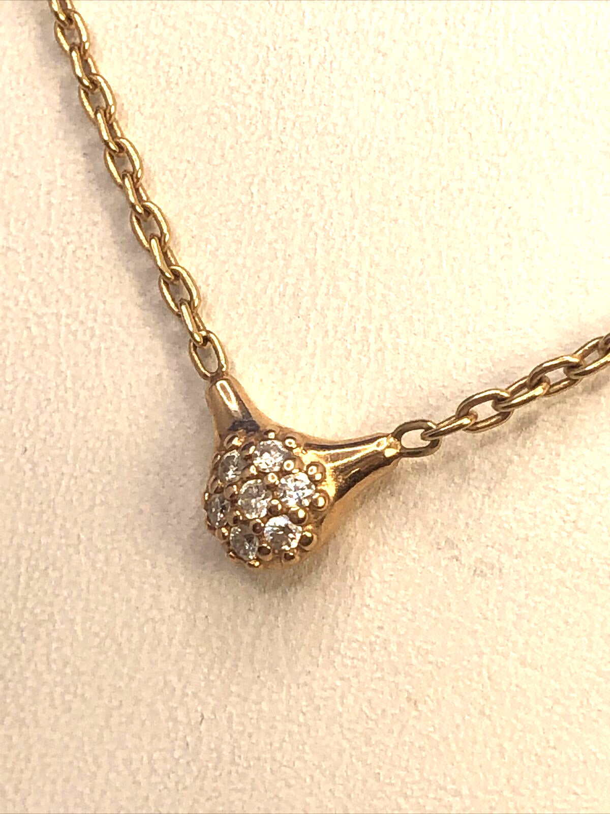 Authentic PANDORA ALE Retired 18K Yellow Gold Pave Diamond Love Pod Necklace