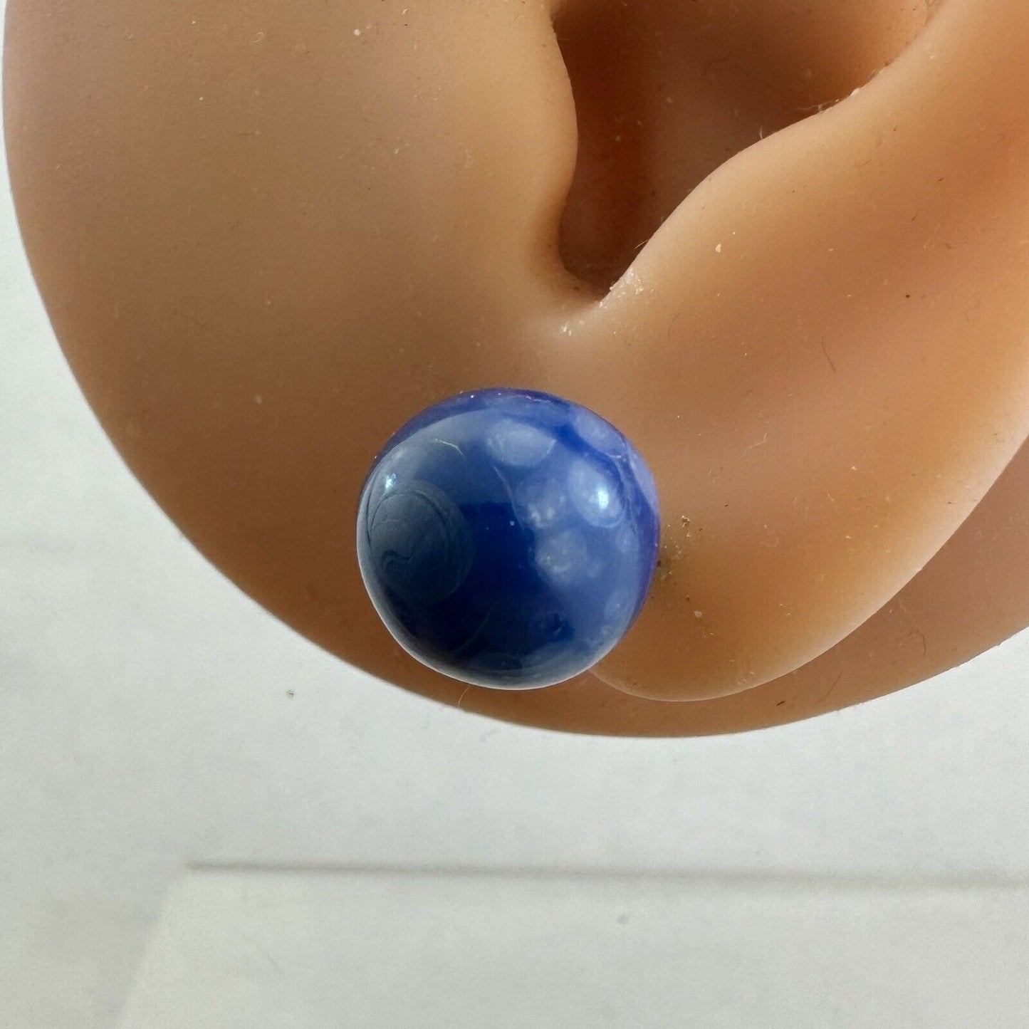 Vintage 14K Yellow Gold Blue Lapis Lazuli Round Ball Stud Earrings