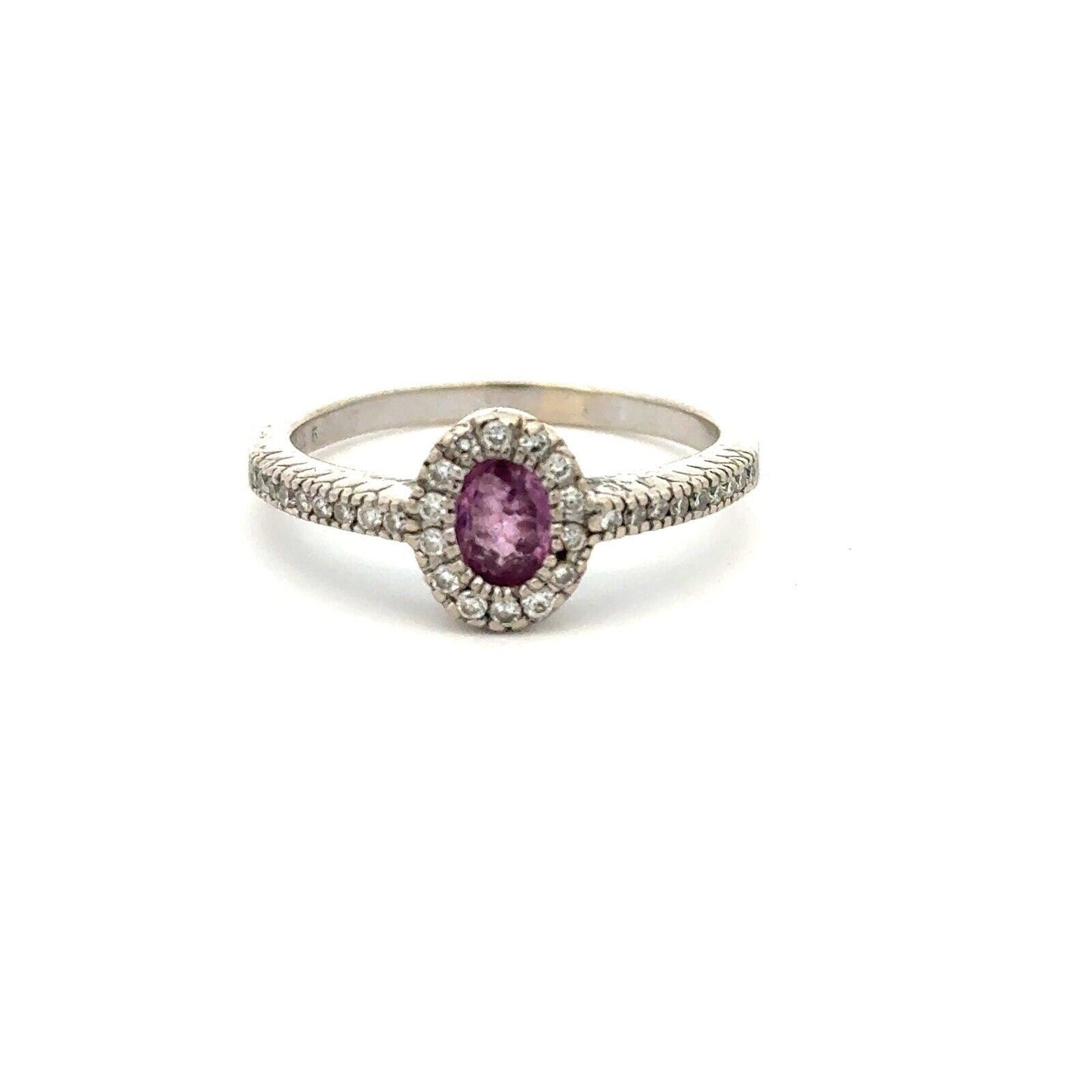 Designer B & G 14K White Gold Pink Sapphire Diamond Anniversary Cocktail Ring