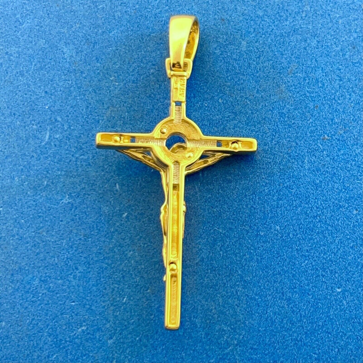 Designer 18K Yellow & White Gold Two-Toned Catholic Gift Cross Crucifix Pendant