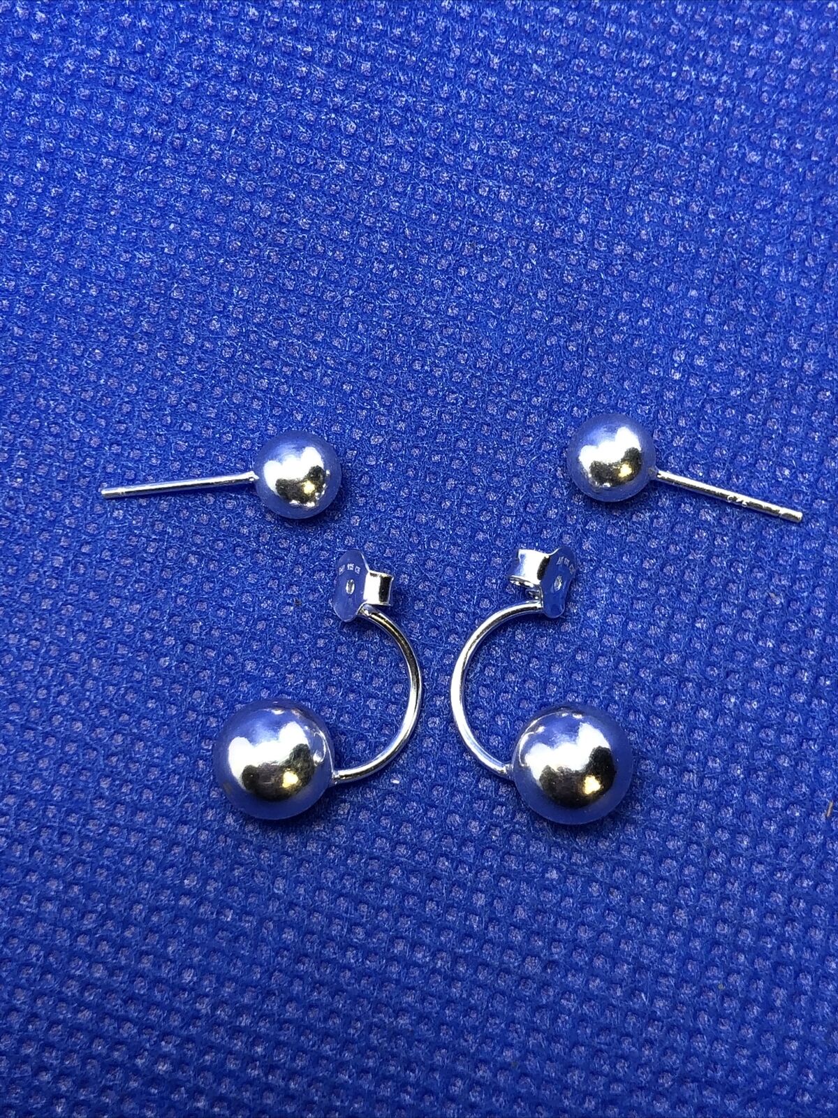 Designer N 925 Sterling Silver Round Ball Drop Earring Jacket Stud Earrings