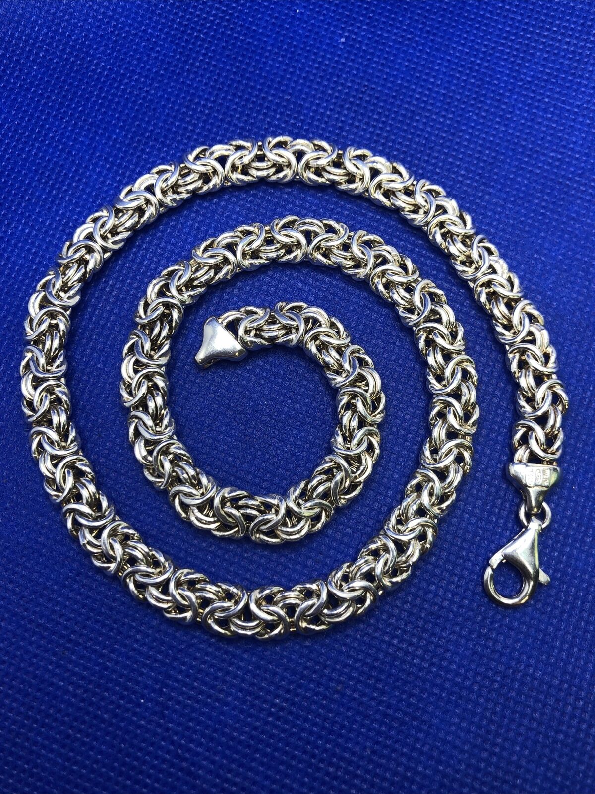 Milor Italy 925 Sterling Silver Byzantine Statement Chain Necklace