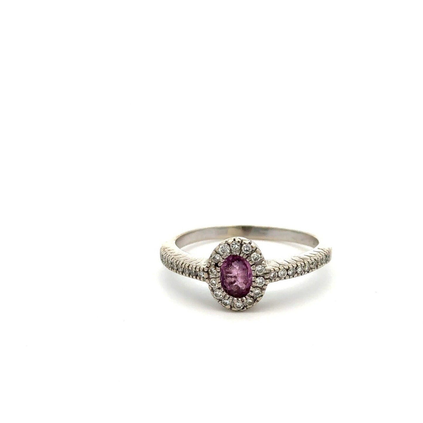 Designer B & G 14K White Gold Pink Sapphire Diamond Anniversary Cocktail Ring