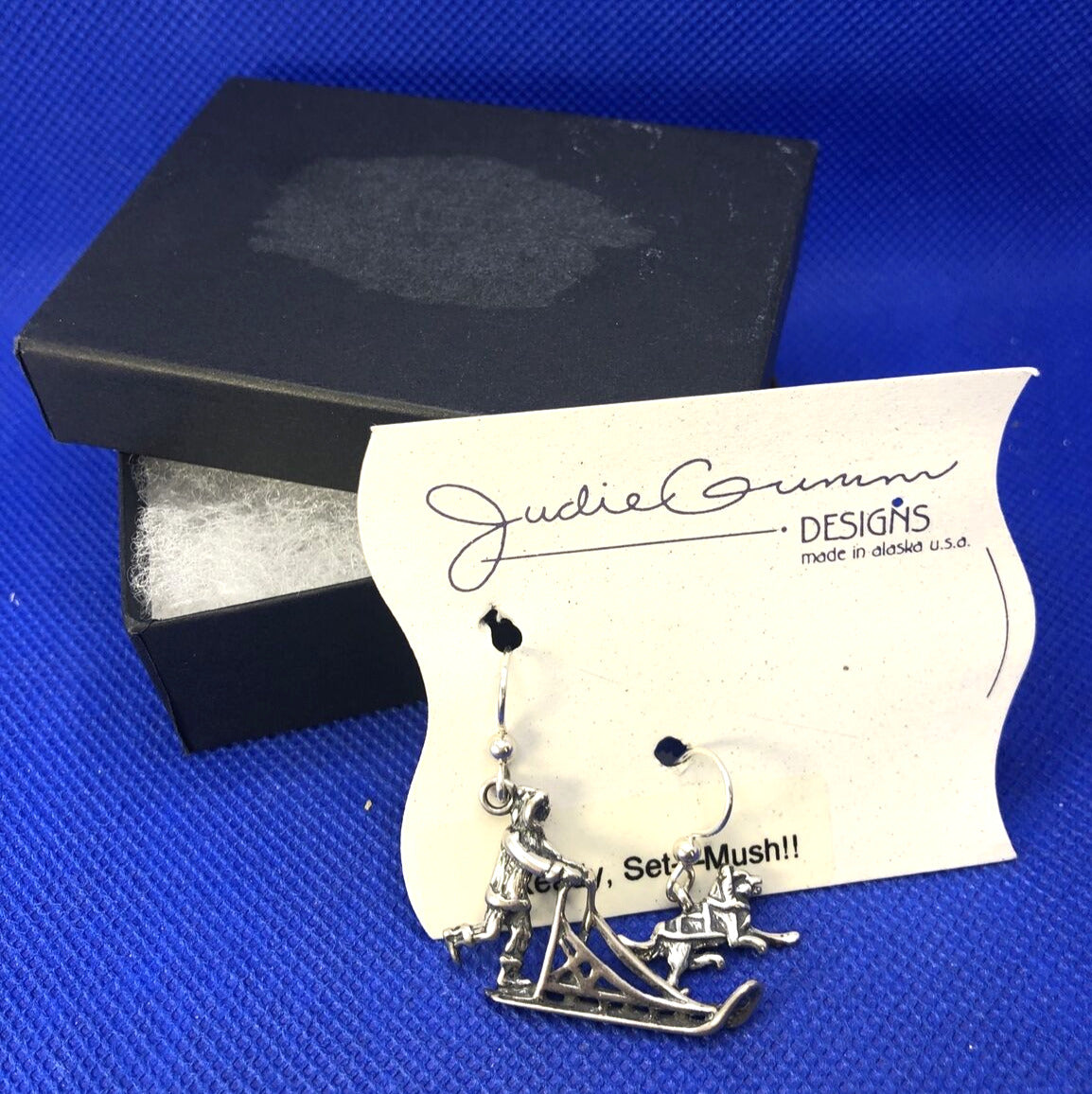 Alaska Designer Judie Gumm 925 Sterling Silver Mush Sled Dog Mismatched Earrings