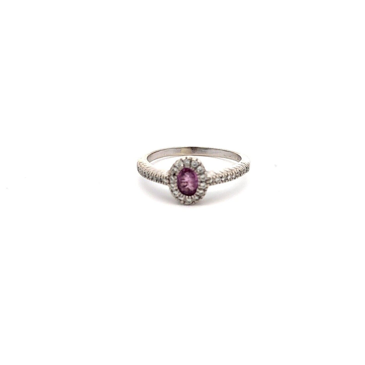 Designer B & G 14K White Gold Pink Sapphire Diamond Anniversary Cocktail Ring