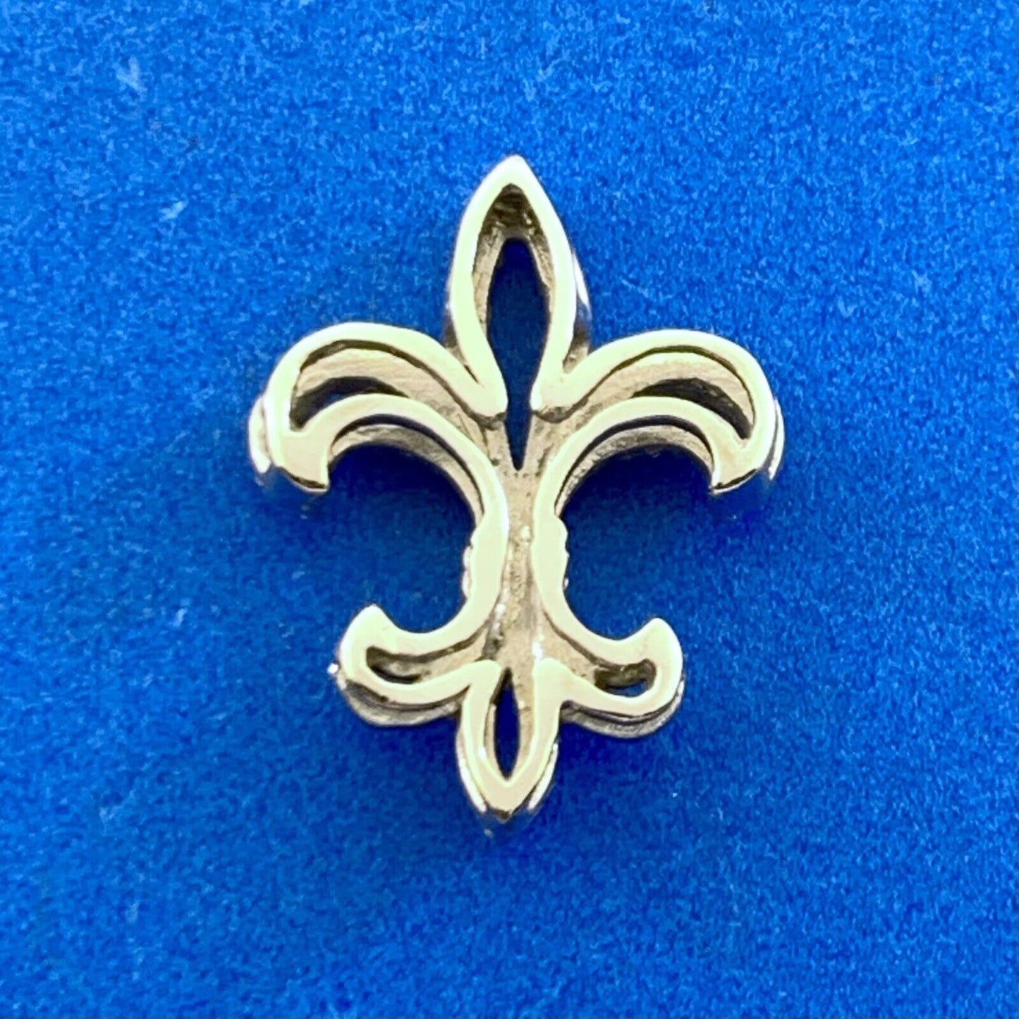 Designer 14K White Gold Diamond Encrusted Fleur De Lis Slide Pendant