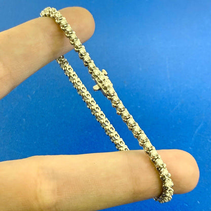 Designer 14K White Gold Round Diamond Statement Tennis Bracelet