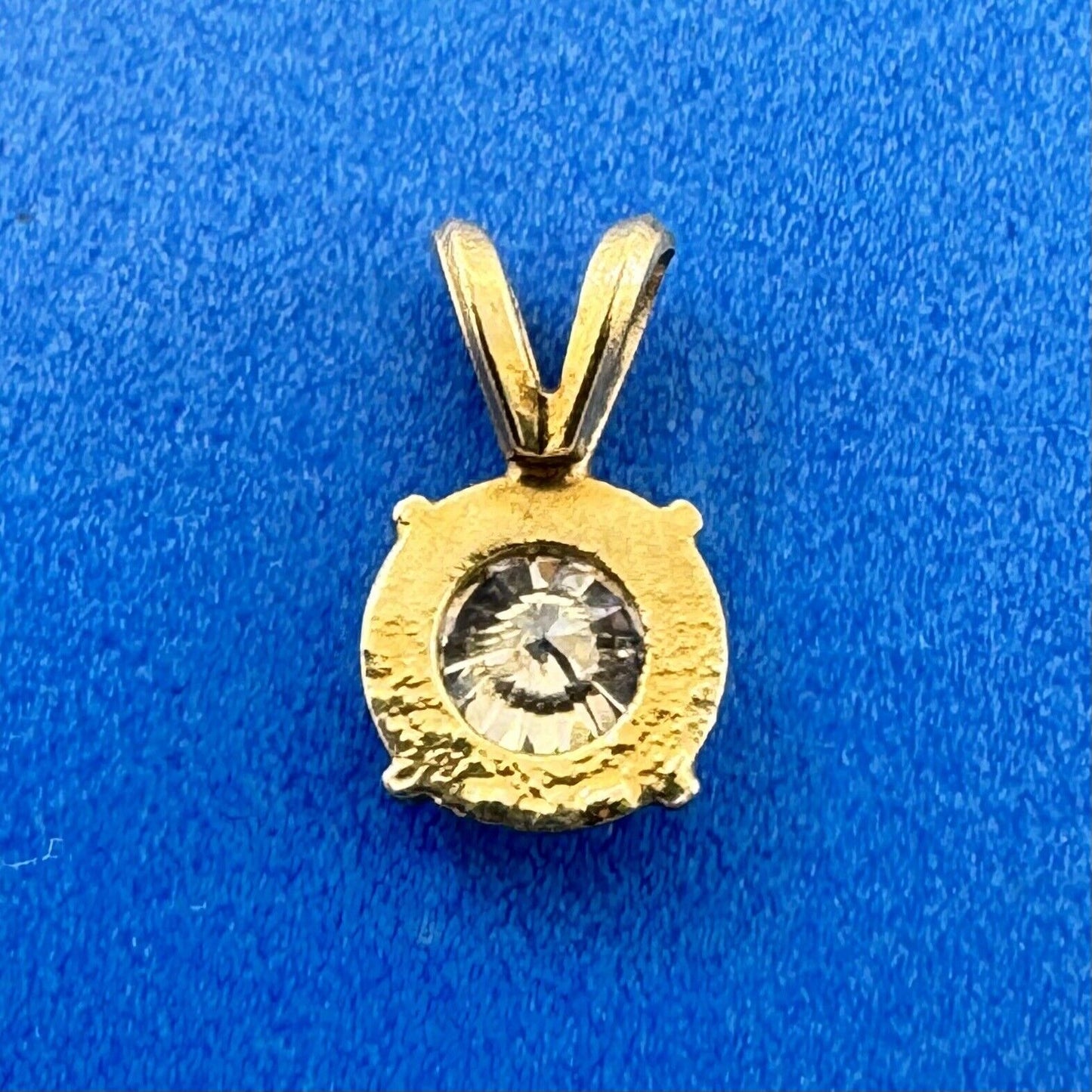 Vintage 14K Yellow Gold Round Diamond Petite Round Pendant