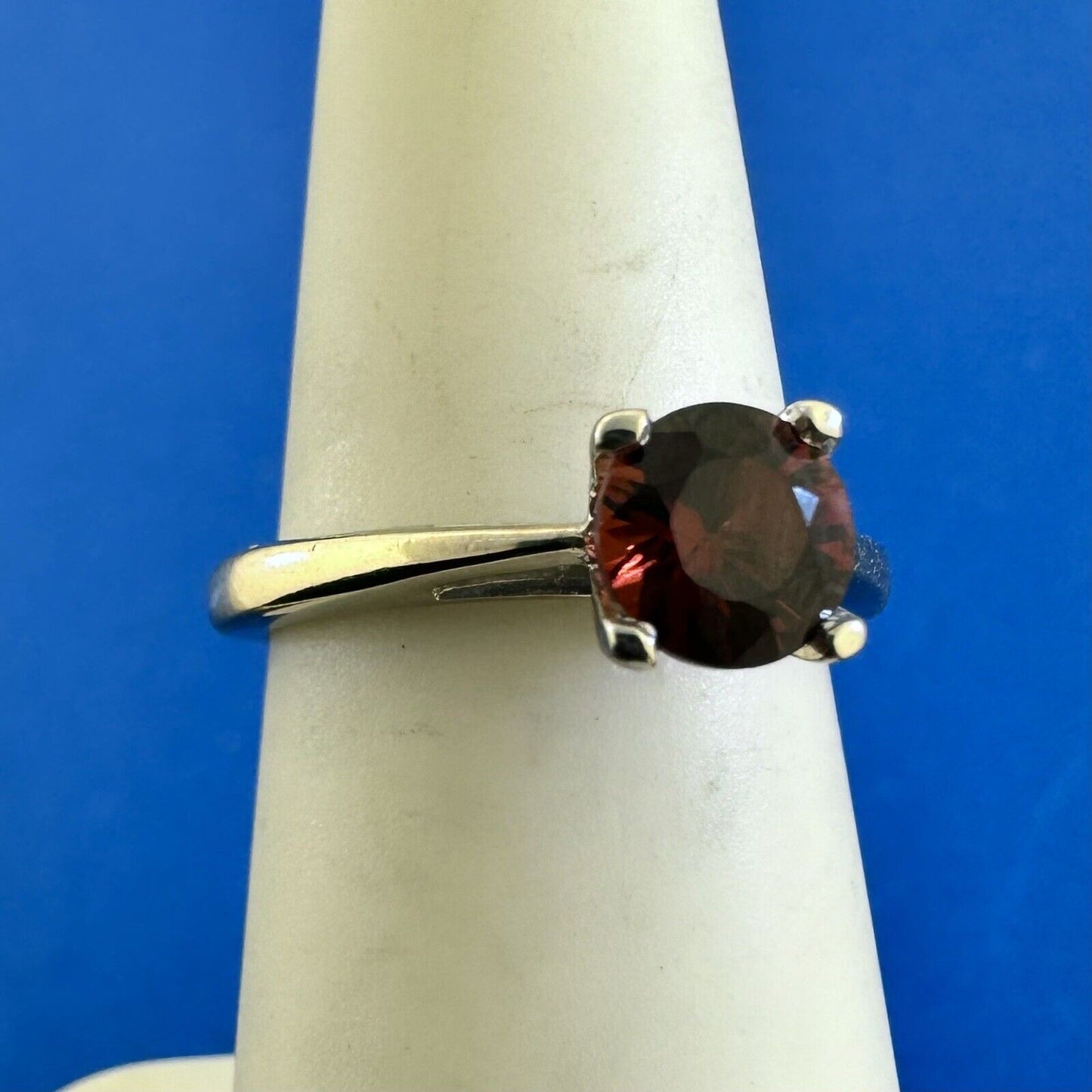 Designer 18K White Gold 950 Platinum Round Garnet Solitaire Occasion  Ring