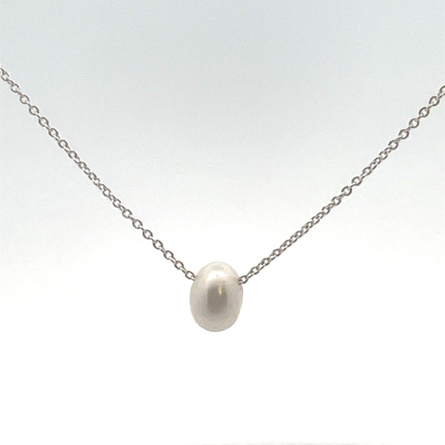 Sterling Silver Pearl Pendant Anniversary Chain Necklace