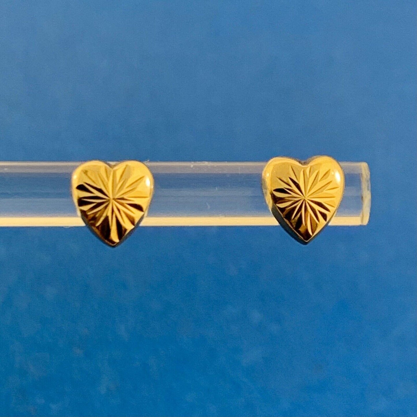 Beautiful 14K Yellow Gold Textured Heart Shaped Butterfly-Back Stud Earrings