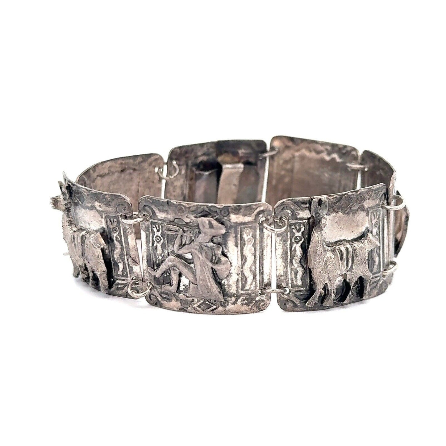 Native 925 Sterling Silver Panel Statement Cuff Bracelet