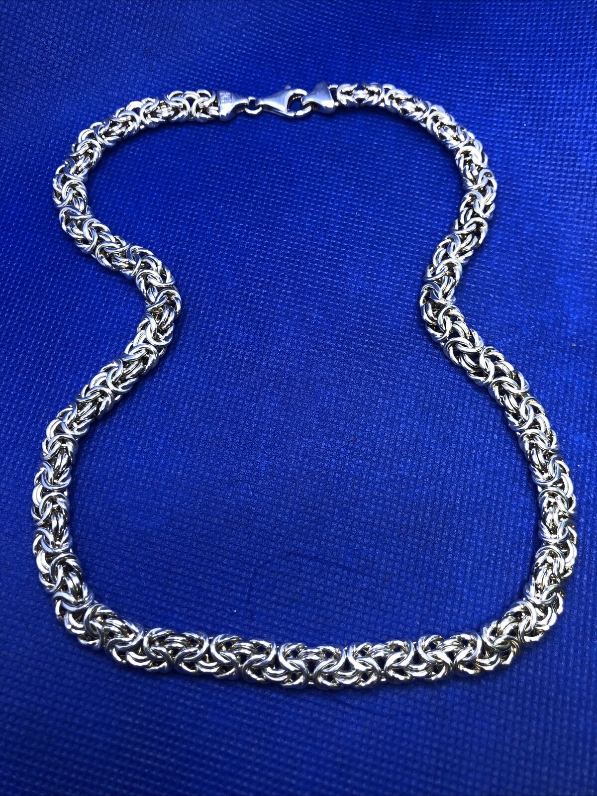 Milor Italy 925 Sterling Silver Byzantine Statement Chain Necklace