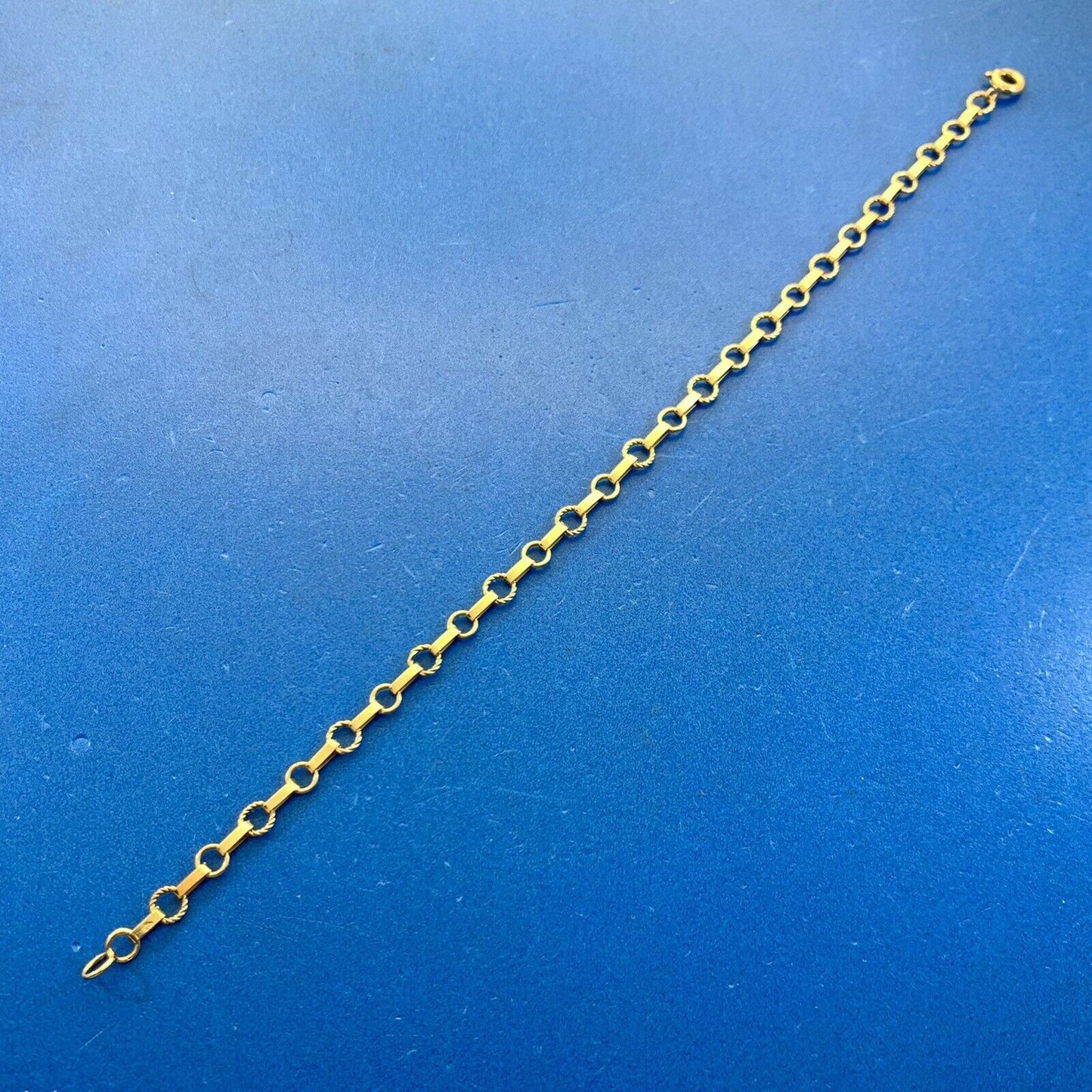 Designer 14K Yellow Gold Bar And Circle Link Chain Bracelet