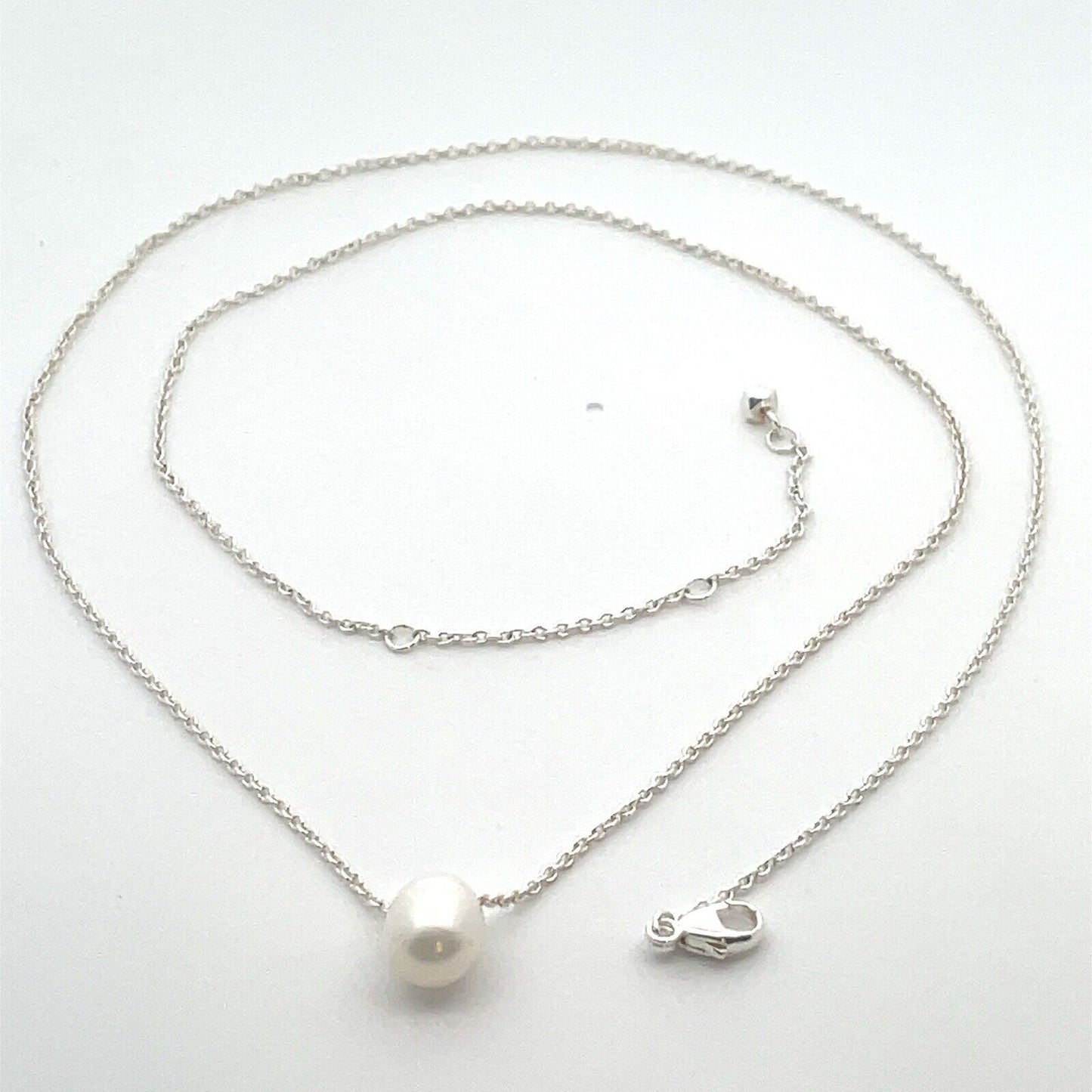 Sterling Silver Pearl Pendant Anniversary Chain Necklace