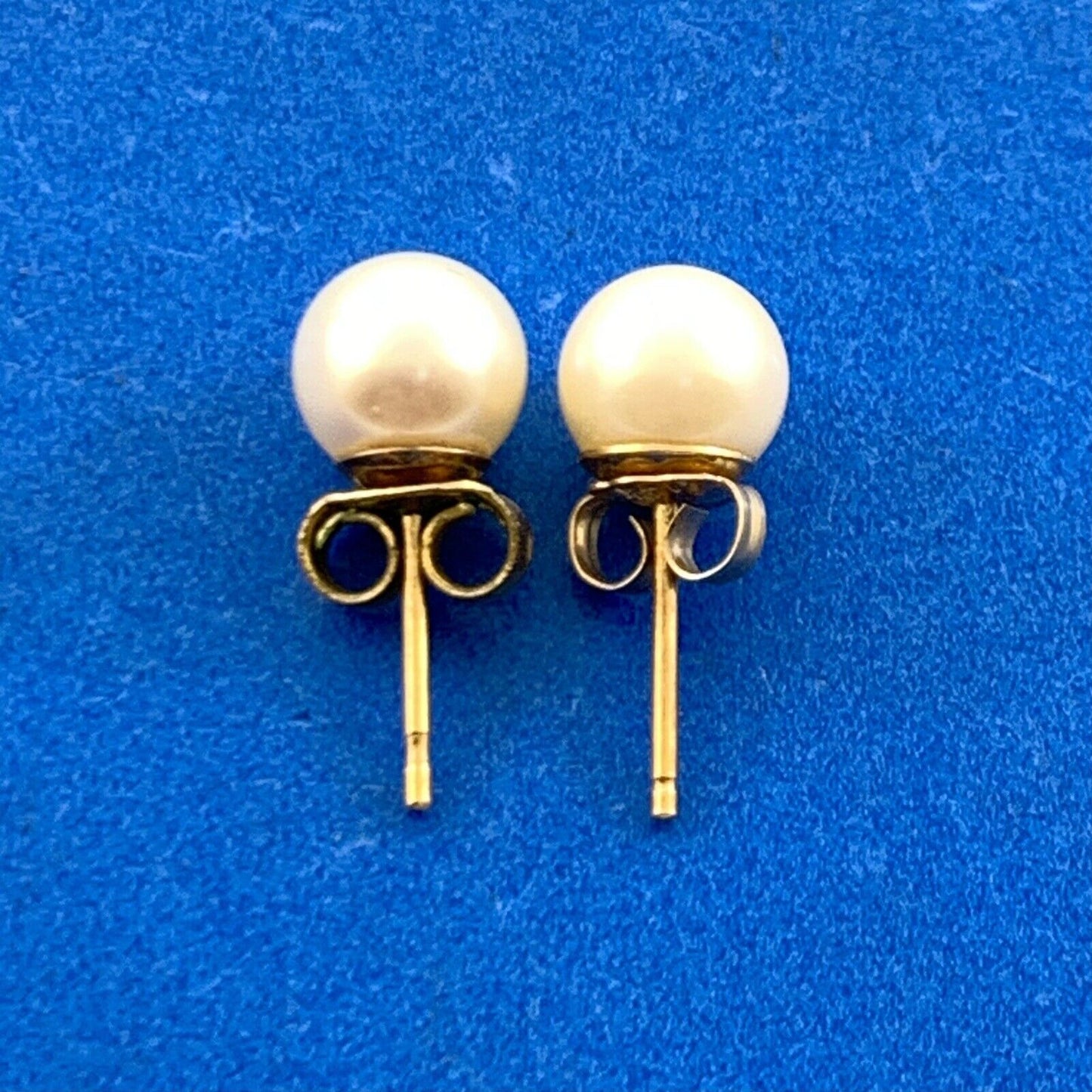 Estate 14K Yellow Gold Round Pearl Stud Earrings