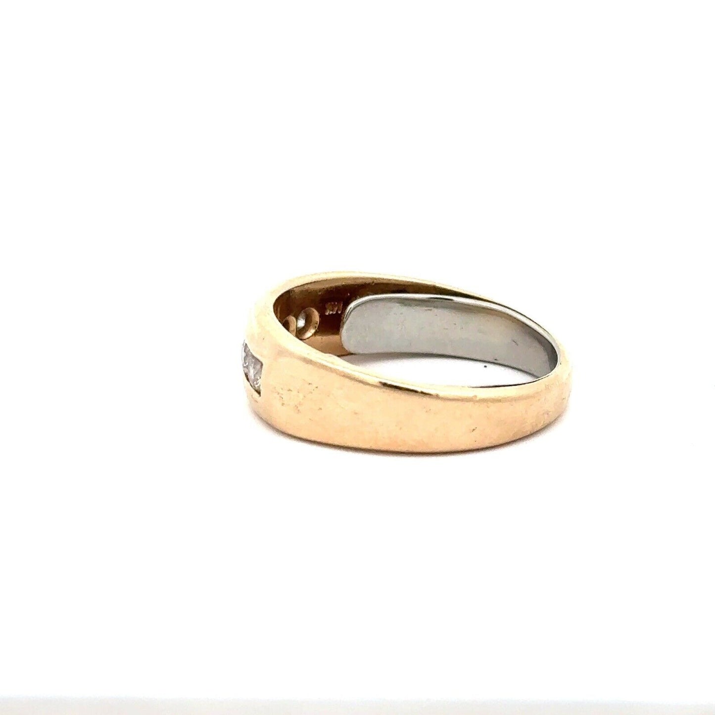 14K Yellow Gold Round Diamond Men's Band Statement Ring