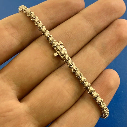 Designer 14K White Gold Round Diamond Statement Tennis Bracelet