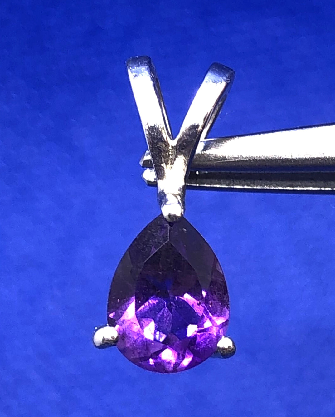 Designer TGGC 925 Sterling Silver Pear Cut Amethyst Drop Petite Pendant