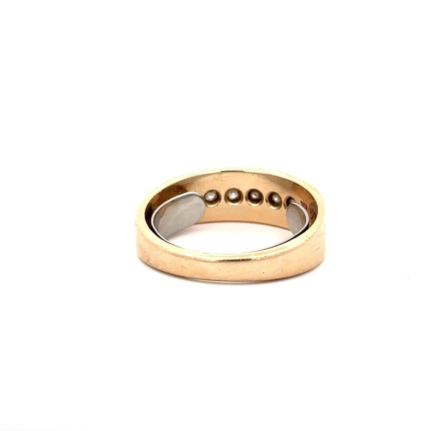 14K Yellow Gold Round Diamond Men's Band Statement Ring