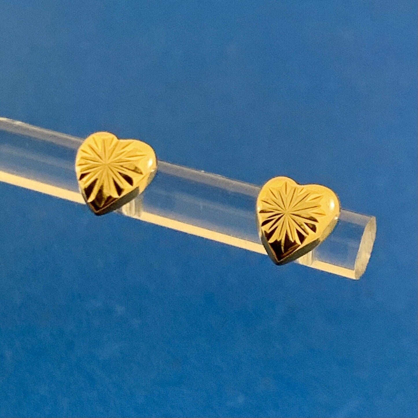 Beautiful 14K Yellow Gold Textured Heart Shaped Butterfly-Back Stud Earrings