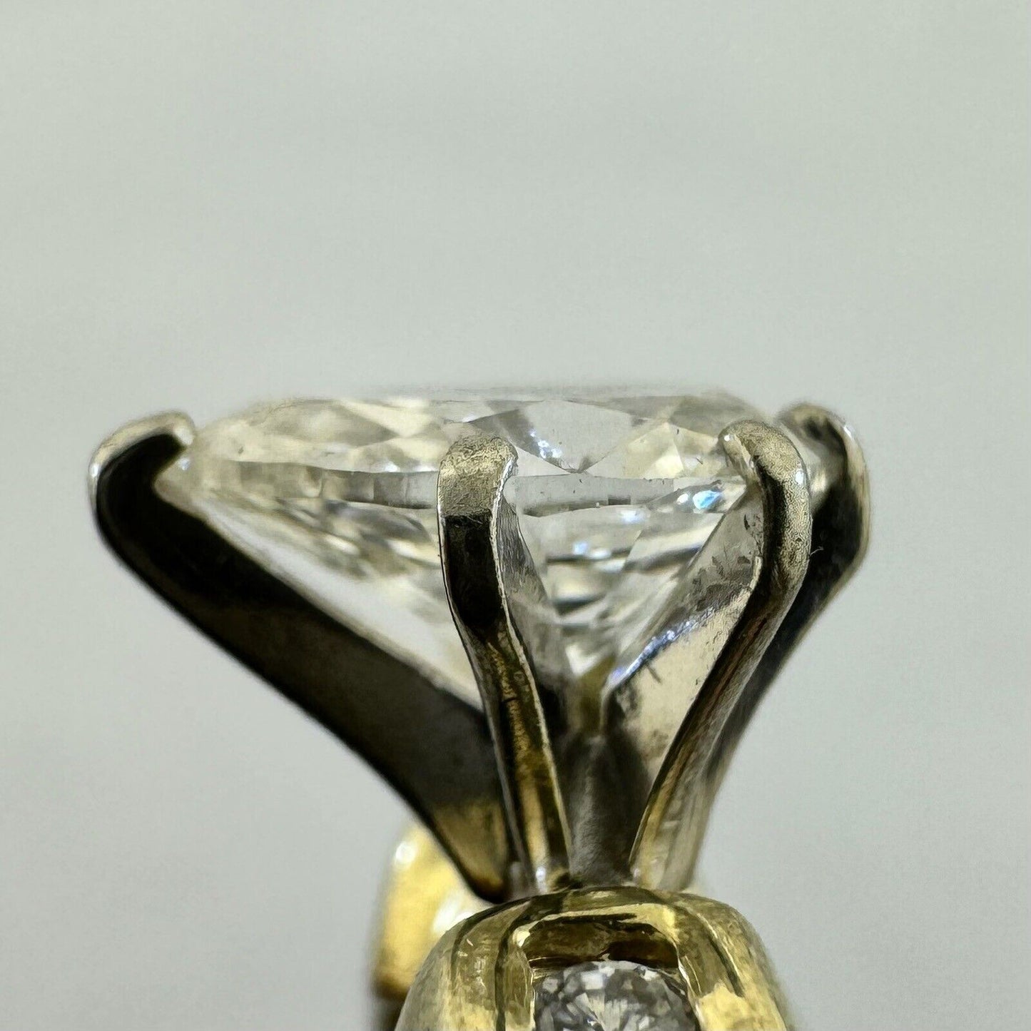 Designer RJK 14K Yellow Gold Pear Diamond Solitaire w/Accents Engagement Ring