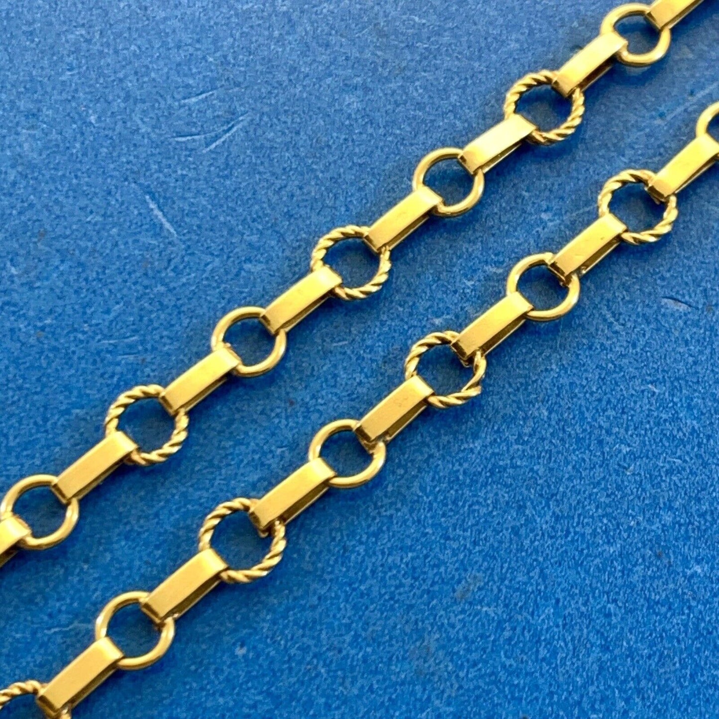 Designer 14K Yellow Gold Bar And Circle Link Chain Bracelet