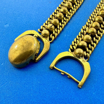 Designer Bergere Gold Tone Collar Beaded Chain Statement Necklace