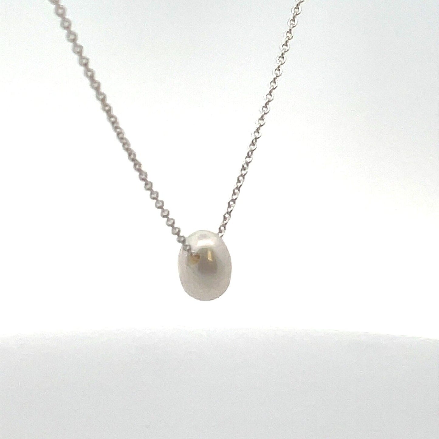 Sterling Silver Pearl Pendant Anniversary Chain Necklace