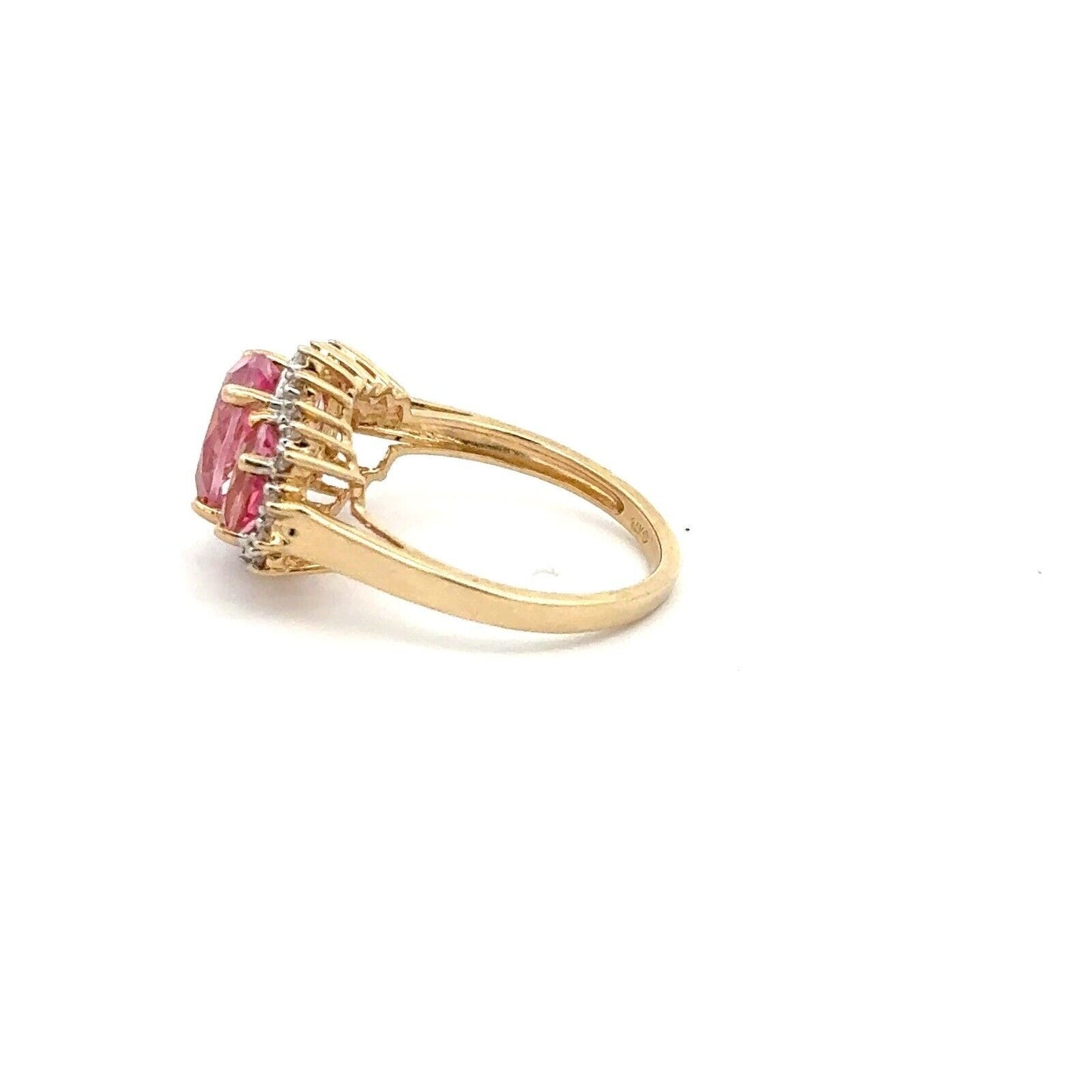 Designer 14K Yellow Gold Pink Topaz Diamond Accent Anniversary Ring