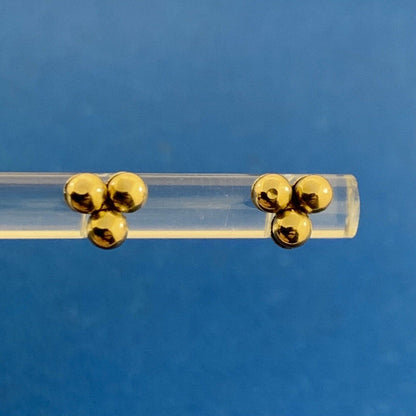 Vintage 14K Yellow Gold Three Ball Cluster Stud Earrings