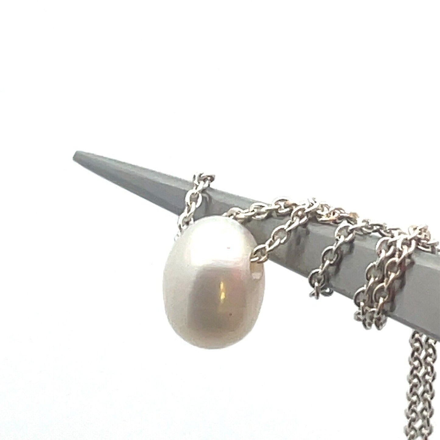 Sterling Silver Pearl Pendant Anniversary Chain Necklace